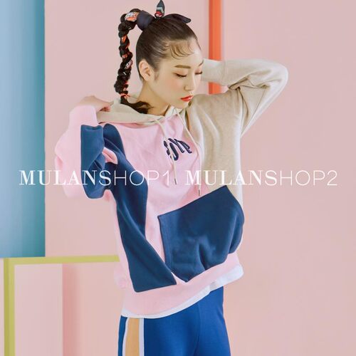 木兰买手店SJYP2J春夏新品 拼色时尚连帽卫衣/破洞牛仔短裤