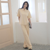 清货折S Cottia 官方授权 基础LOGO休闲POLO衫 及地分衩裤