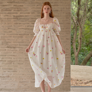 【折】ESTER HSU 官方旗舰店春夏新款泡泡袖方领连衣裙高级百搭