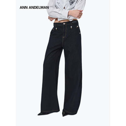 【折】ANN ANDELMAN 美式复古水手牛仔裤遮胯阔腿潮流弯刀长裤