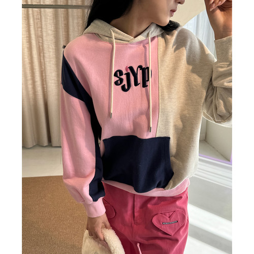 4折福利 SJYP2J拼色时尚连帽卫衣NOMANOMAN爱心翻盖裤子