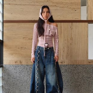 Shelle Artiste 进口纱套头衫干杯吧牛仔弯刀裤