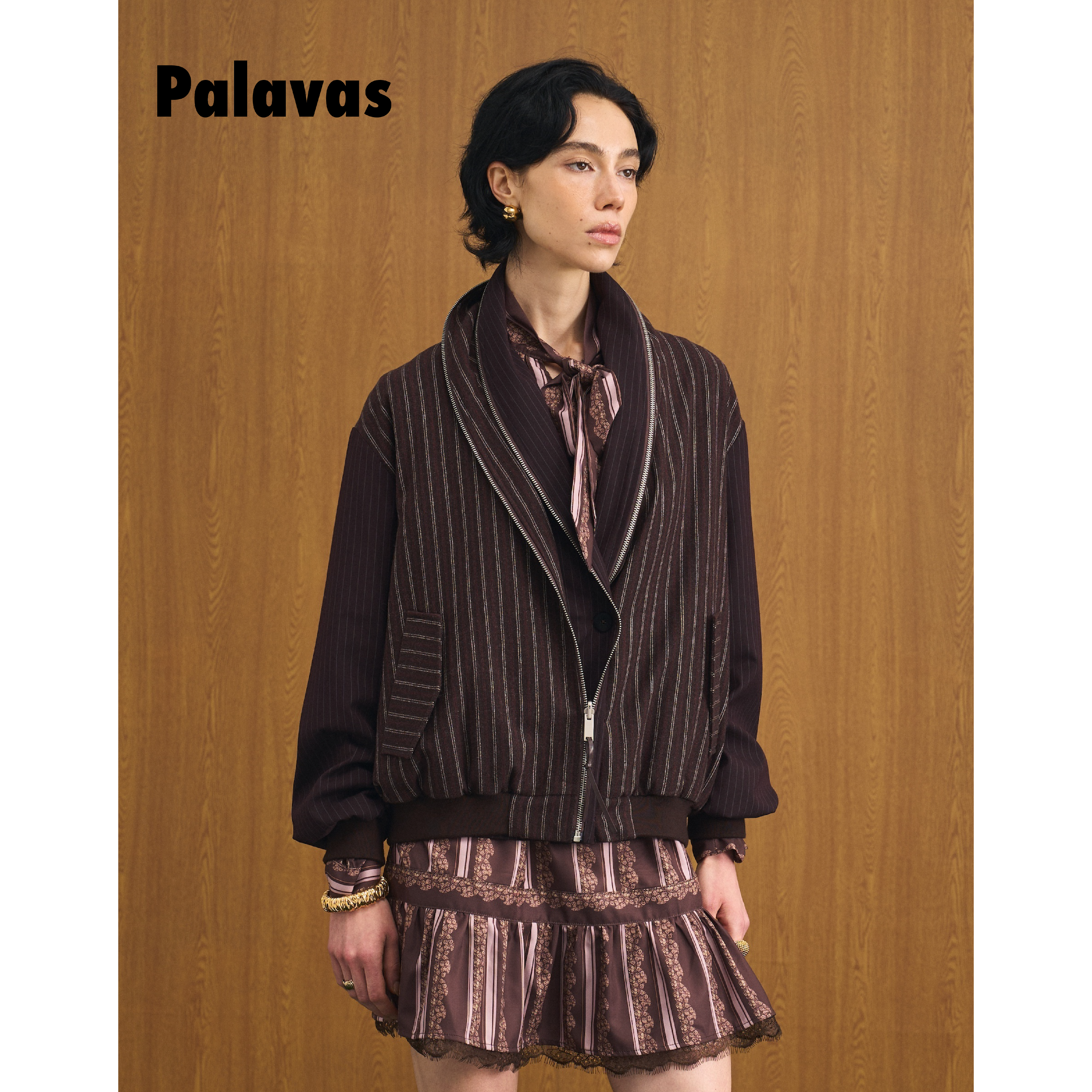 【新品】PALAVAS空港夜航外套设计感廓形外套条纹复古夹克女原创,女装/女士精品,时尚套装,淘宝优惠券,粉丝福利购,淘宝优惠卷