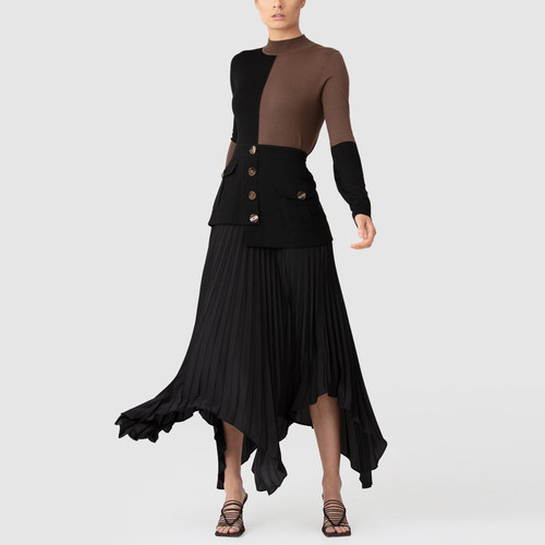 【折】C/MEO 2J新款 PROGRESSIVE 女高腰拼接百褶绝美半身裙