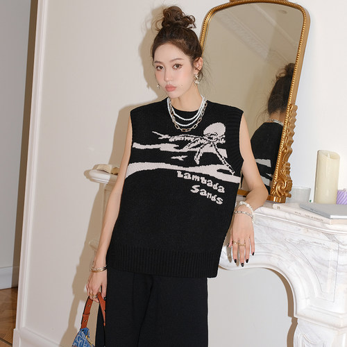 【折】Christopher Esber 不规则个性露背印花针织无袖上衣