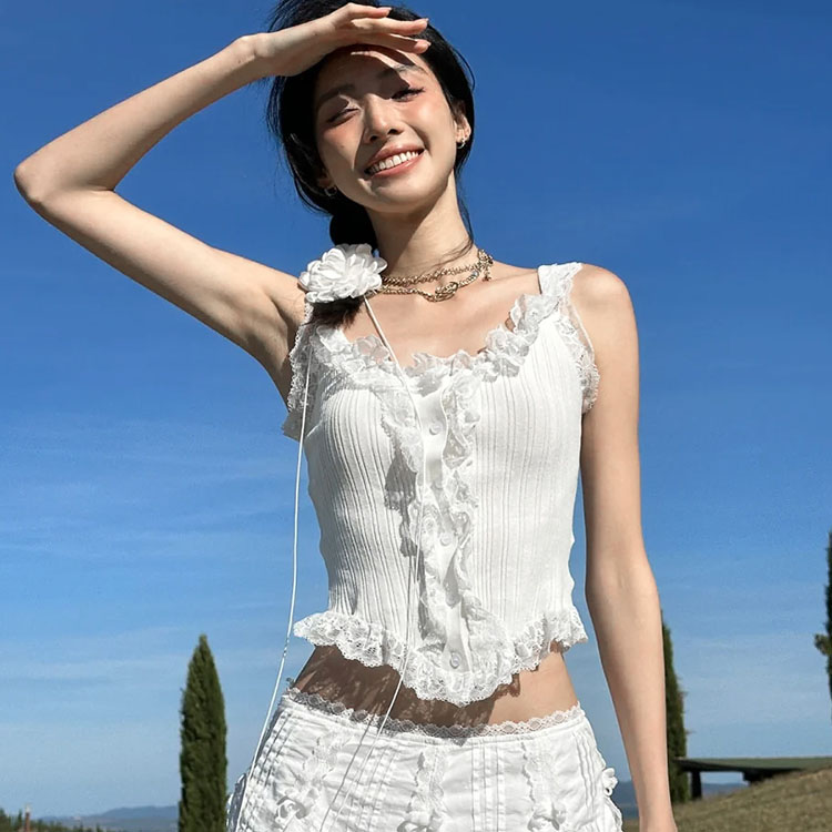 【刘亦菲同款 玫瑰的故事】Palavas新款蕾丝胸衣上衣无袖背心