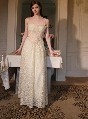 Jean SOO 2024秋季新款 西域腰姬浪漫镂空蕾丝吊带连衣裙