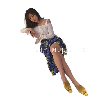 【格子M】Devil beauty 白色/黑白格一字肩吊带长袖衬衫