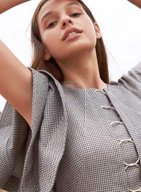 【清货折XSM】ACLER 新重工立体剪裁设计法式复古绑带格纹连衣裙