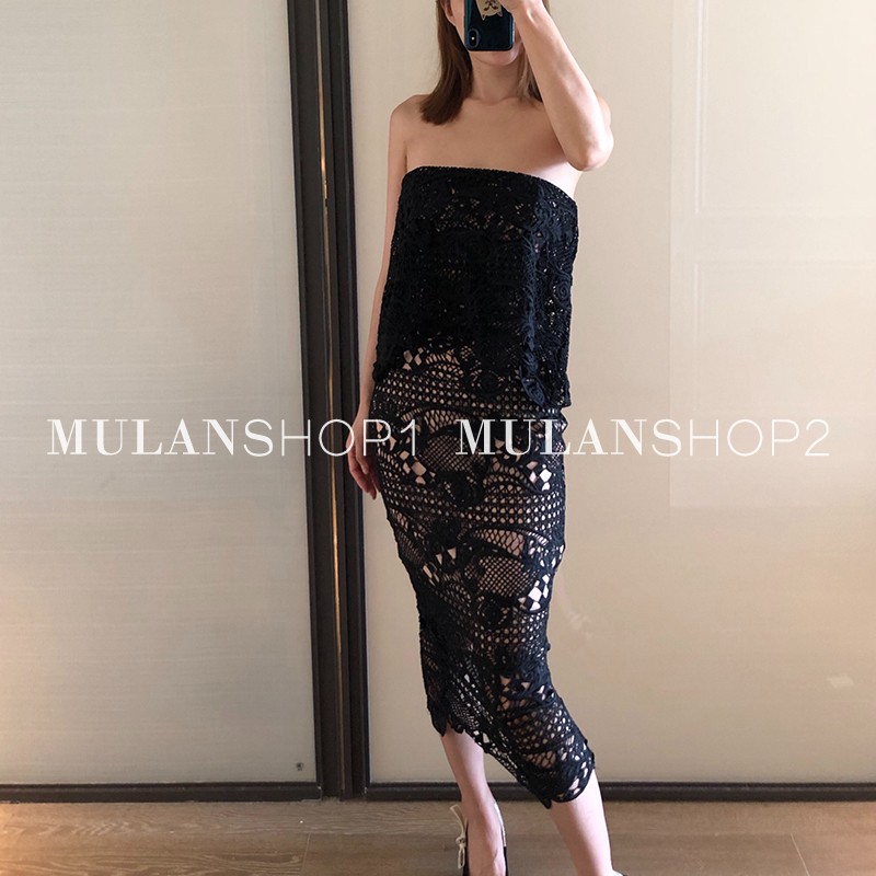 【折】买手店【清货折XS】Elliatt澳洲设计师深色蕾丝抹胸连衣裙