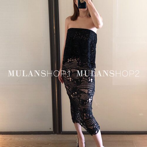【折】买手店【清货折XS】Elliatt澳洲设计师深色蕾丝抹胸连衣裙