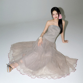 折 OLIVIA DUO六米光影半身纱裙女春季 设计感小众长款 a字裙