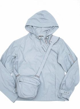 【折】Hyein Seo暗黑机能风未来感朋克腰包连帽长袖卫衣蓝灰色