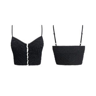 【折】MOOD X MIURA 2RSS新款黑色性感镂空珍珠扣蕾丝Bra吊带上衣