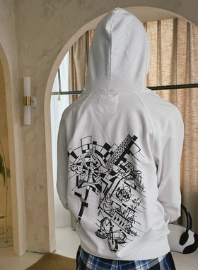 3折 意大利设计师品牌 sold out forever 白色连帽卫衣 涂鸦DIY