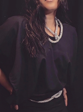 【折】Christopher Esber秋冬新黑色设计感质感抽绳宽松上衣短袖