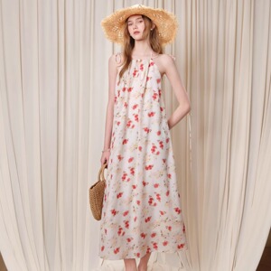 EIMISMOSOL 25SS春夏新款  碎花挂脖吊带连衣裙