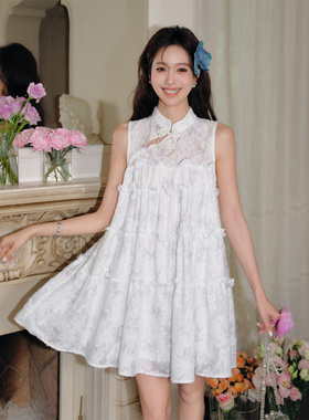 Three Quarters 24夏季新款新中式盘扣蝴蝶碎花娃 娃裙木兰合集