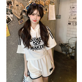 Martin24夏季 新款 黑白拼色短袖 Andrea 连帽卫衣短裤 百搭木兰合集