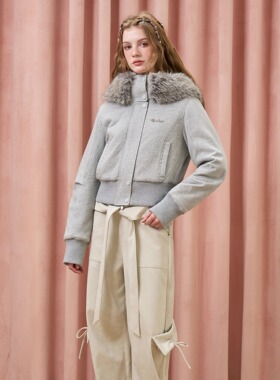 Three Quarters 25AW 灰色毛绒内里弯 刀袖型连帽加厚 卫衣