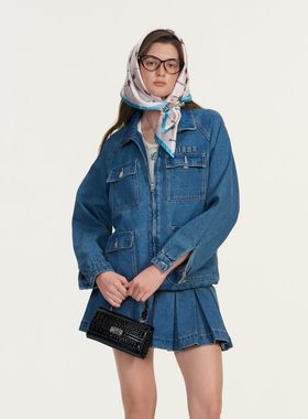 Diana Vevina 2026SS 蓝色牛仔外套蓝色牛仔百褶半裙