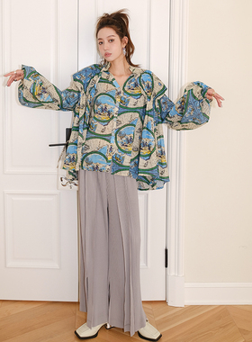 【折】木兰BIBILEE风衣褶皱开叉高腰阔腿裤YUICHI YANG印花衬衫