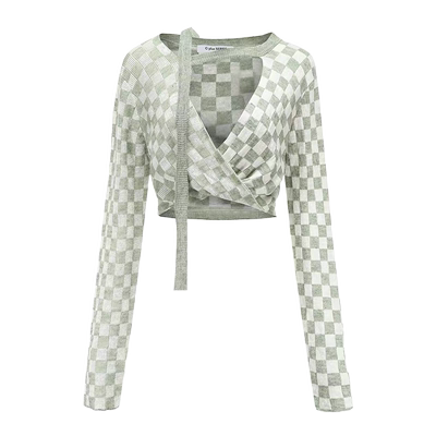 【折XSS】C+ plus series 针织衫小清新针织格纹套头衫