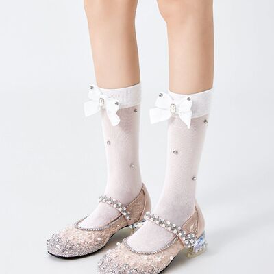 SHOESZOOO绝美法式玛丽珍鞋女水钻珍珠高跟鞋一字带浅口粗跟单鞋