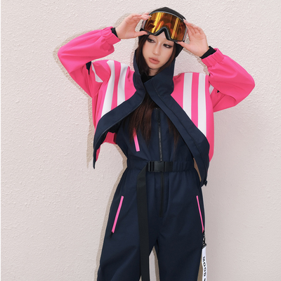 MOOD X MIURA LEISURE系列2026秋冬新款撞色高领滑雪服背带滑雪裤