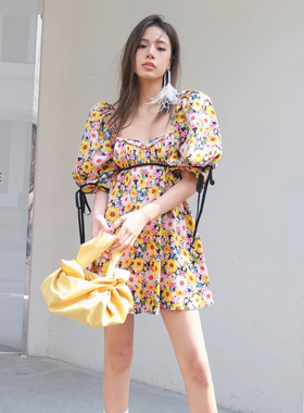 【国现】For Love and Lemons2R向日葵泡泡袖高腰线公主裙
