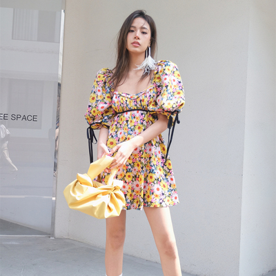 【国现】For Love and Lemons2R向日葵泡泡袖高腰线公主裙