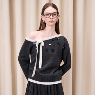 套头毛衣 斜肩长袖 EIMISMOSOL 25AW新款