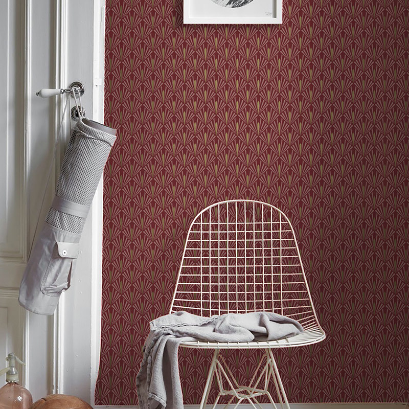 法式轻奢几何扇形贝壳小图案壁纸 现代简约美式 卧室客厅背景墙纸