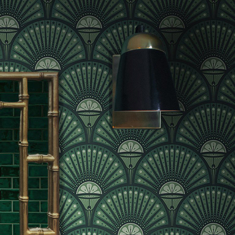 英国原装进口墙纸deco martini复古珊瑚粉扇形贝壳图案背景墙壁纸