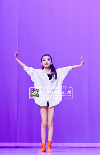 一荤一素演出服如愿白色雪纺衬衣衬衫女童嘻哈街舞衬衫练功服独舞