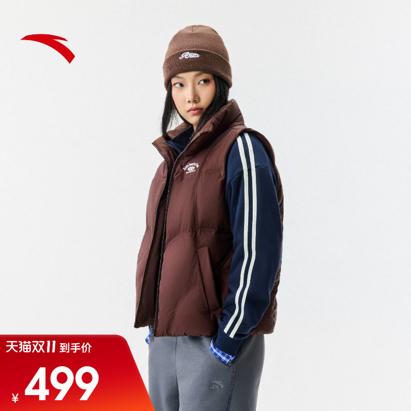 安踏面包羽绒服丨轻薄休闲羽绒服马甲女士保暖背心外套1626489