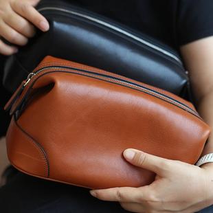 SAINKHO山叩真皮化妆包男式大容量洗漱包女士牛皮收纳包高档旅行