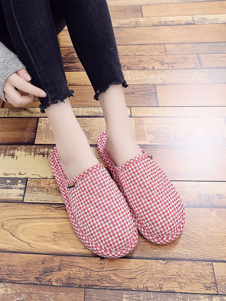 New Foot dép bông nam và nữ nhà gạch lát sàn im lặng mùa thu và mùa đông dép bông nội thất vải đáy mềm ở cuối