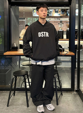 DRIVESTRAIGHT 23AW日系休闲复古宽松防水刺绣多口袋长袖卫衣DSTR