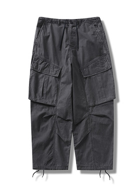DRIVESTRAIGHT 24AW支线日系复古做旧破坏大口袋弯刀工装军裤2.0