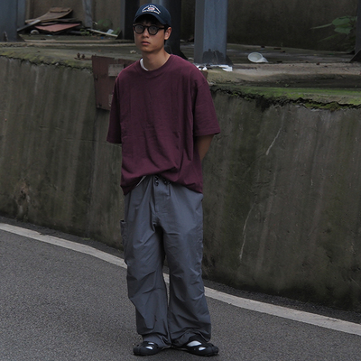 DRIVESTRAIGHT 23SS日系休闲双褶工装户外宽松伞兵裤男女长裤DSTR