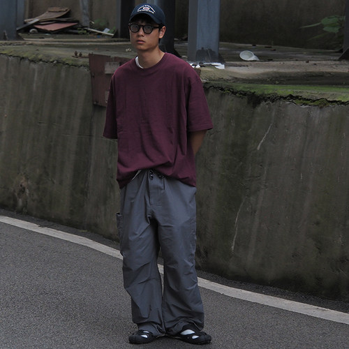 DRIVESTRAIGHT 23SS日系休闲双褶工装户外宽松伞兵裤男女长裤DSTR