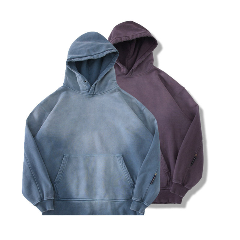 Camdrce × Drive Straight日系水洗染色破坏做旧连帽加绒帽衫