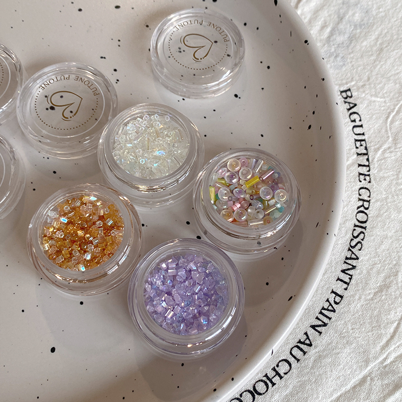 水晶美甲碎石putoneputone拌饭晶珠超闪石管珠凝雨跳珠商秋云梦泽