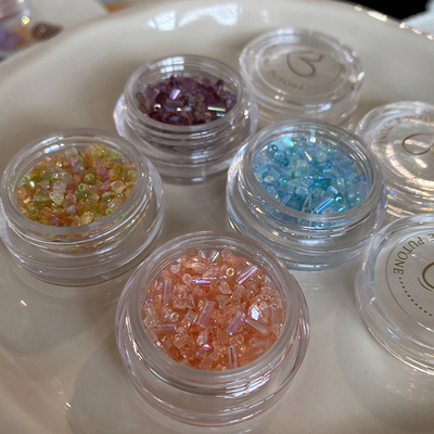 水晶碎石拌饭putoneputone翠微初晨未央灵籁美甲米珠素材粉蓝紫橘