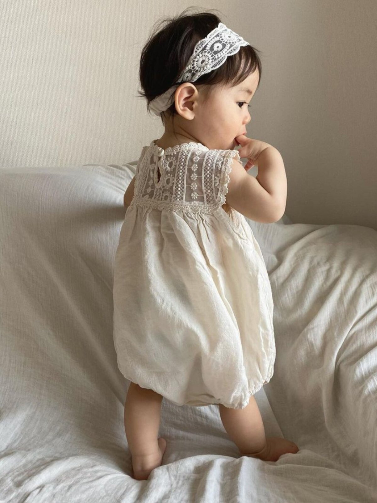 ชุดหมีแขนกุดผ้าฝ้ายทอระบายอากาศ ลายลูกไม้สำหรับเด็กแรกเกิด ชุดฤดูร้อนสำหรับเด็กผู้หญิง ชุดคลานแบบบาง ชุดเด็กแรกเกิด สำหรับฤดูร้อน