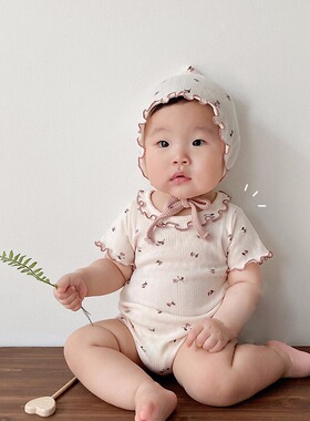 BBABBA韩童装2021夏季新款ins风爬服甜美小碎花宝宝柔软哈衣短袖