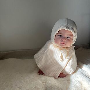 韩版华夫格宝宝上衣防风儿童春夏季斗篷婴童包衣披风防晒外出抱衣