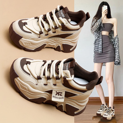 真皮厚底老爹鞋女款2025秋季新款