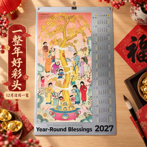 四象风物五福八仙挂历新款2027挂历台历企业挂历月历居家装饰送礼